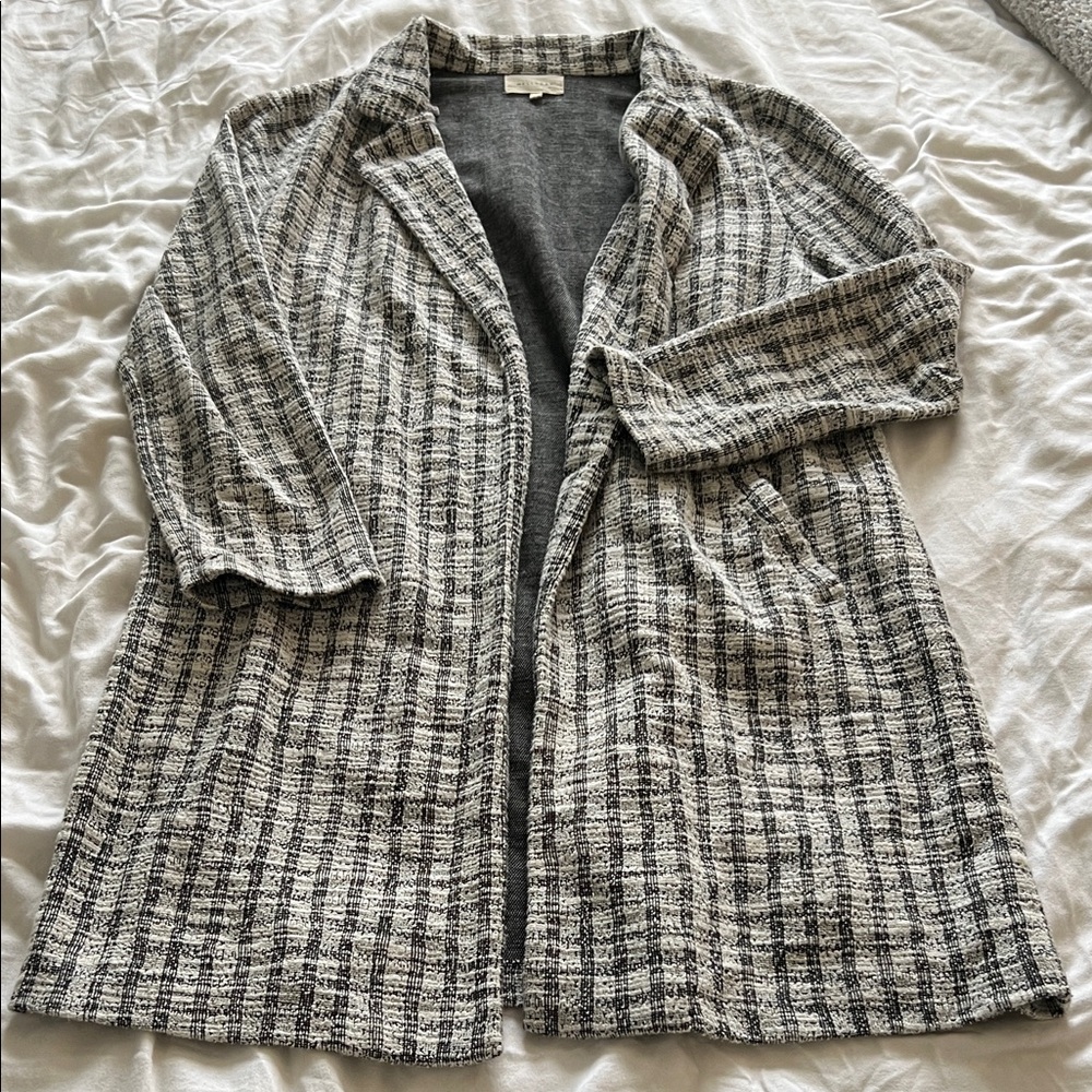 MELLODAY Black and White Checkered Cardigan